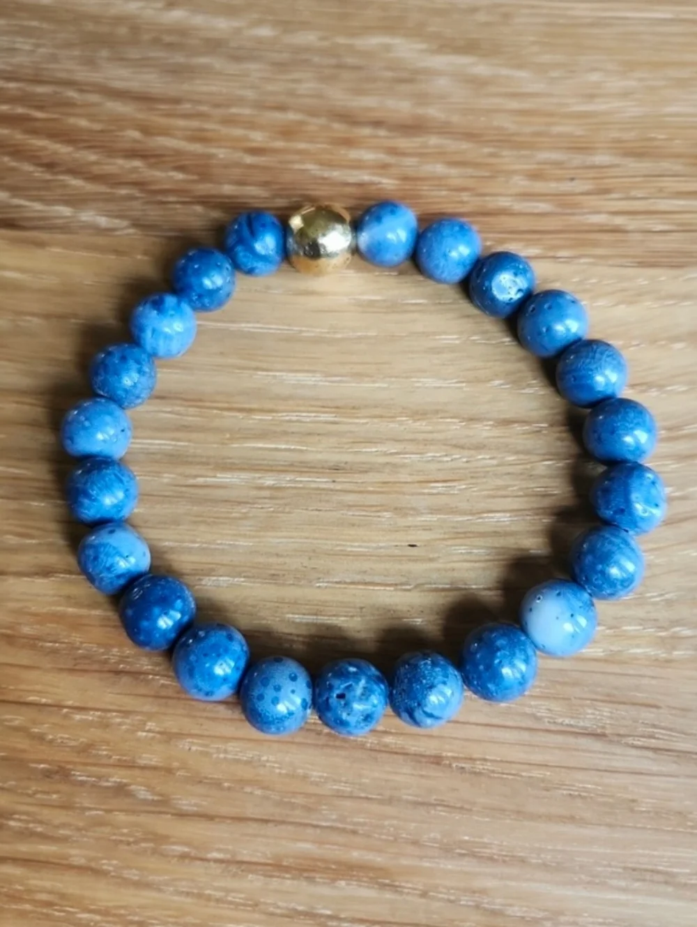 Blue Coral Beaded Stretch Bracelet | Handmade